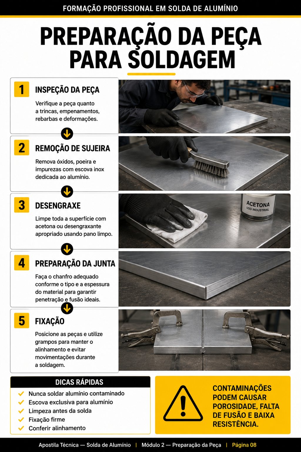 Material sobre preparação da peça